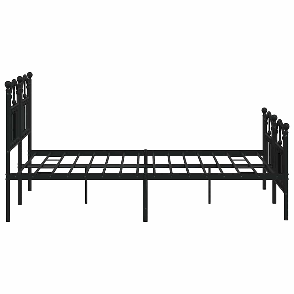 Metal Bed Frame without Mattress with Footboard Black 150x200cm