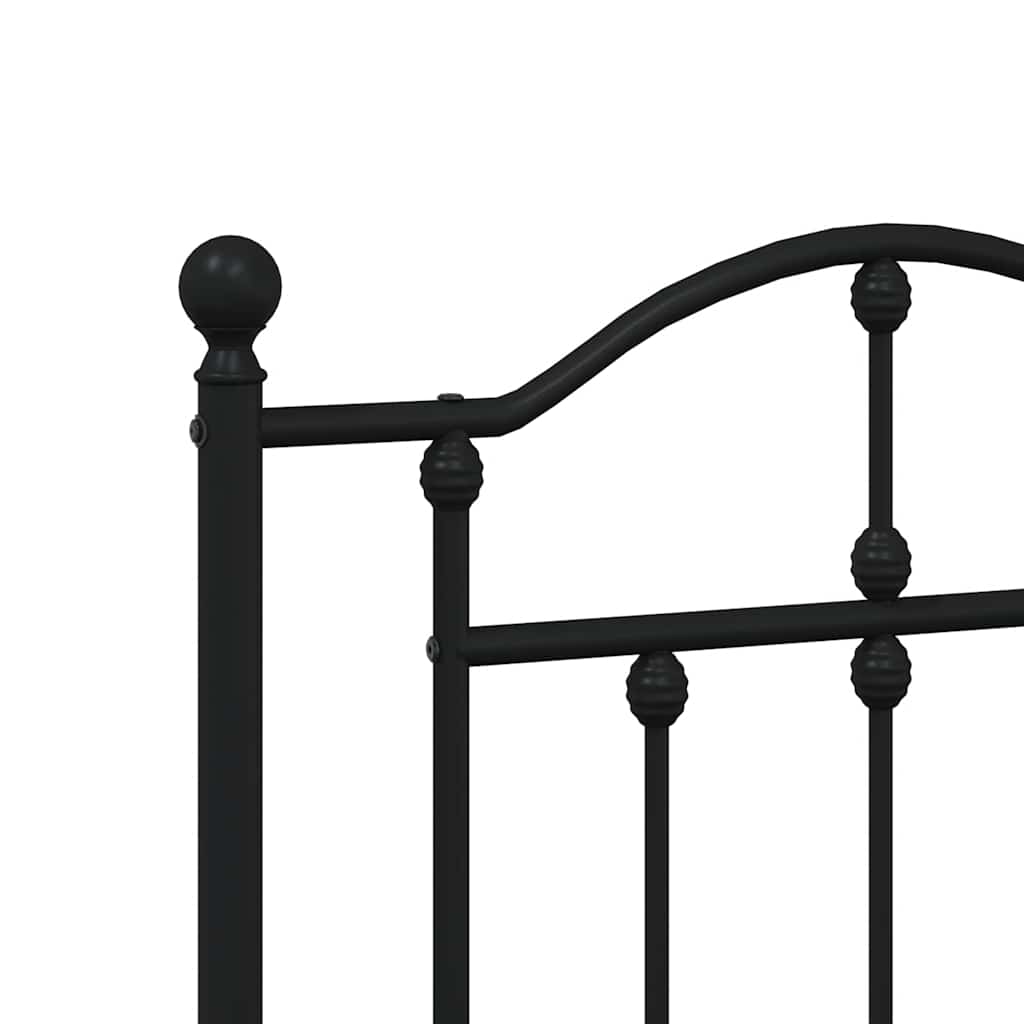 Metal Bed Frame without Mattress with Footboard Black 150x200cm