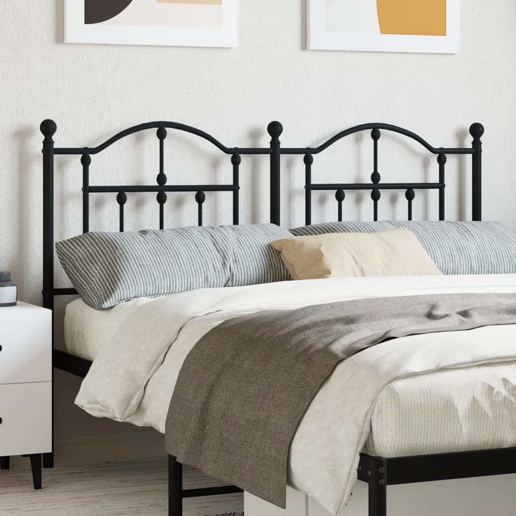 Metal Headboard Black 135 cm