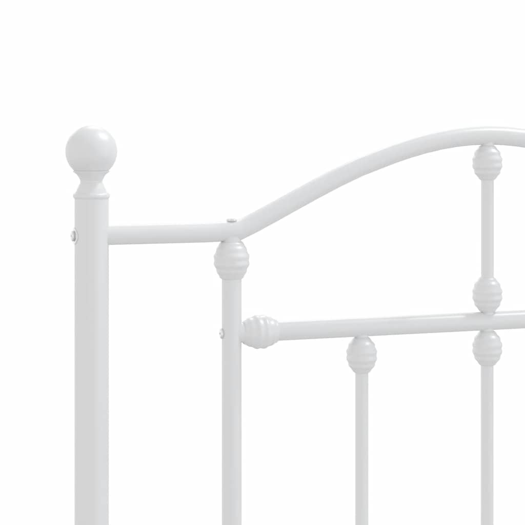 Metal Bed Frame without Mattress with Headboard White 100x200cm