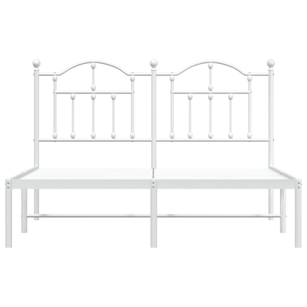 Metal Bed Frame without Mattress with Headboard White 140x200cm