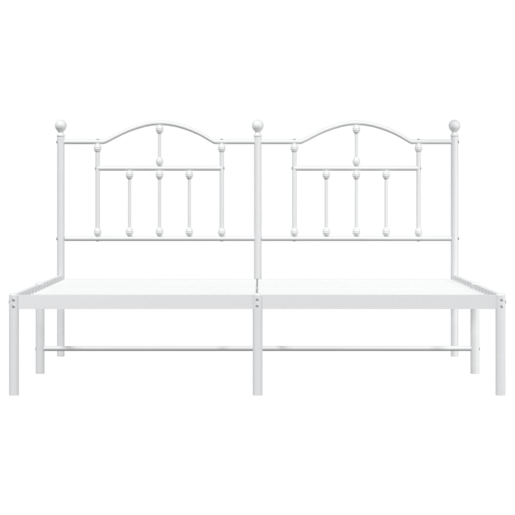 Metal Bed Frame without Mattress with Headboard White 183x213cm