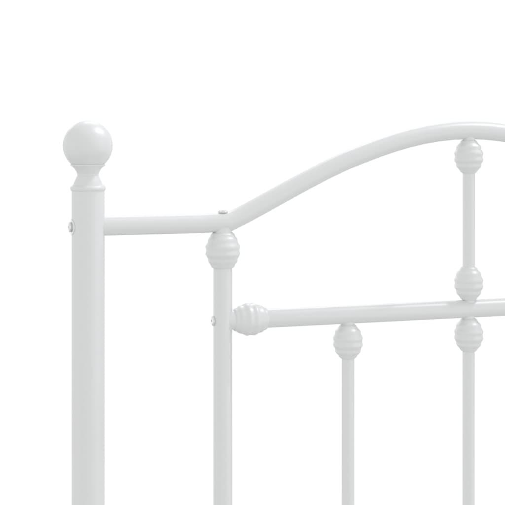 Metal Bed Frame without Mattress with Footboard White 90x190cm