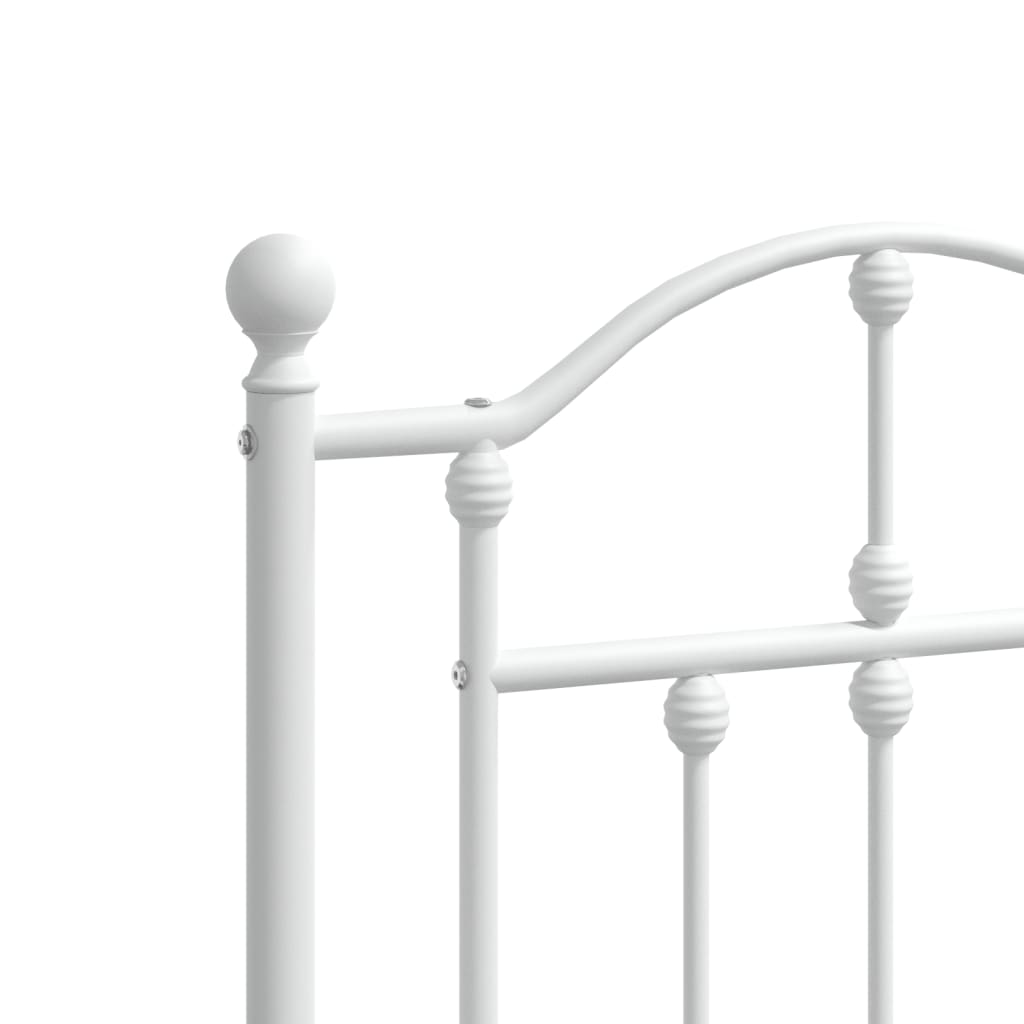 Metal Bed Frame without Mattress with Footboard White 120x190cm