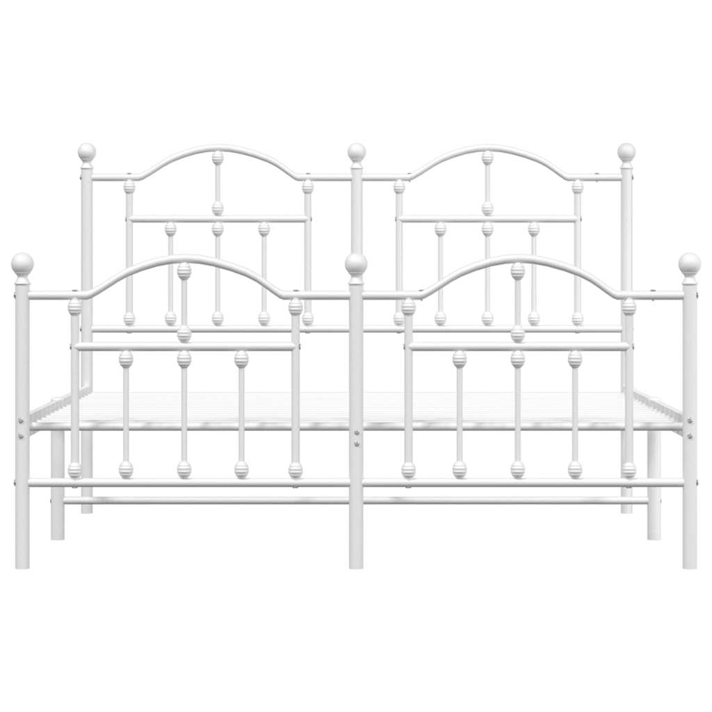 Metal Bed Frame without Mattress with Footboard White 135x190cm