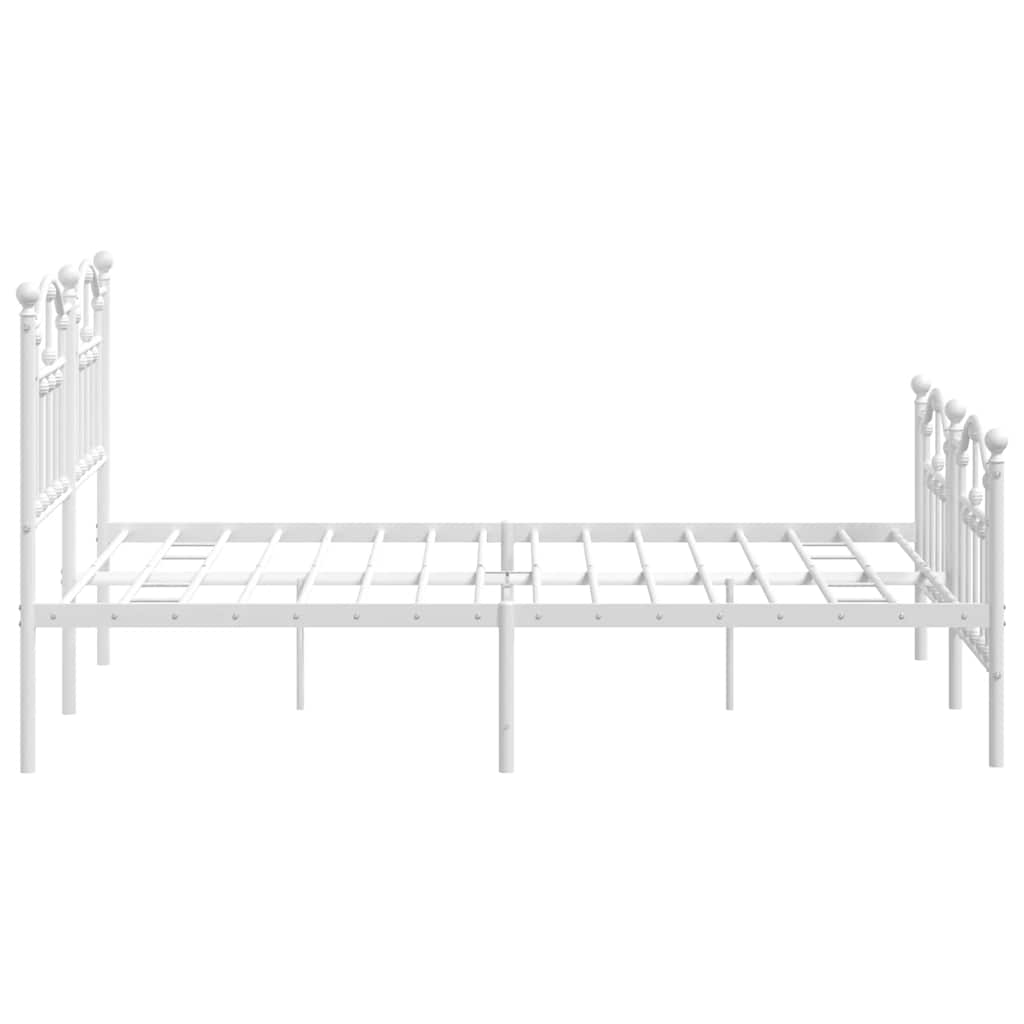 Metal Bed Frame without Mattress with Footboard White 135x190cm