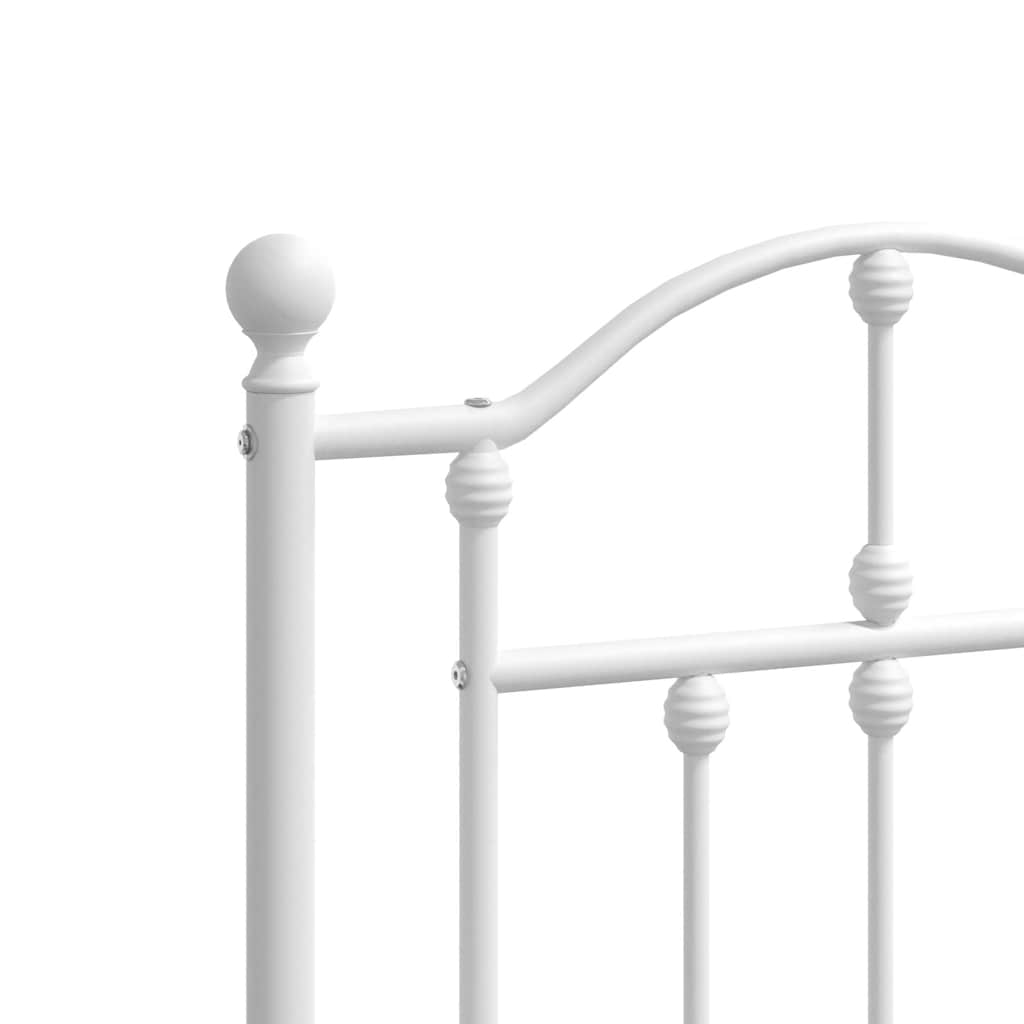 Metal Bed Frame without Mattress with Footboard White 135x190cm