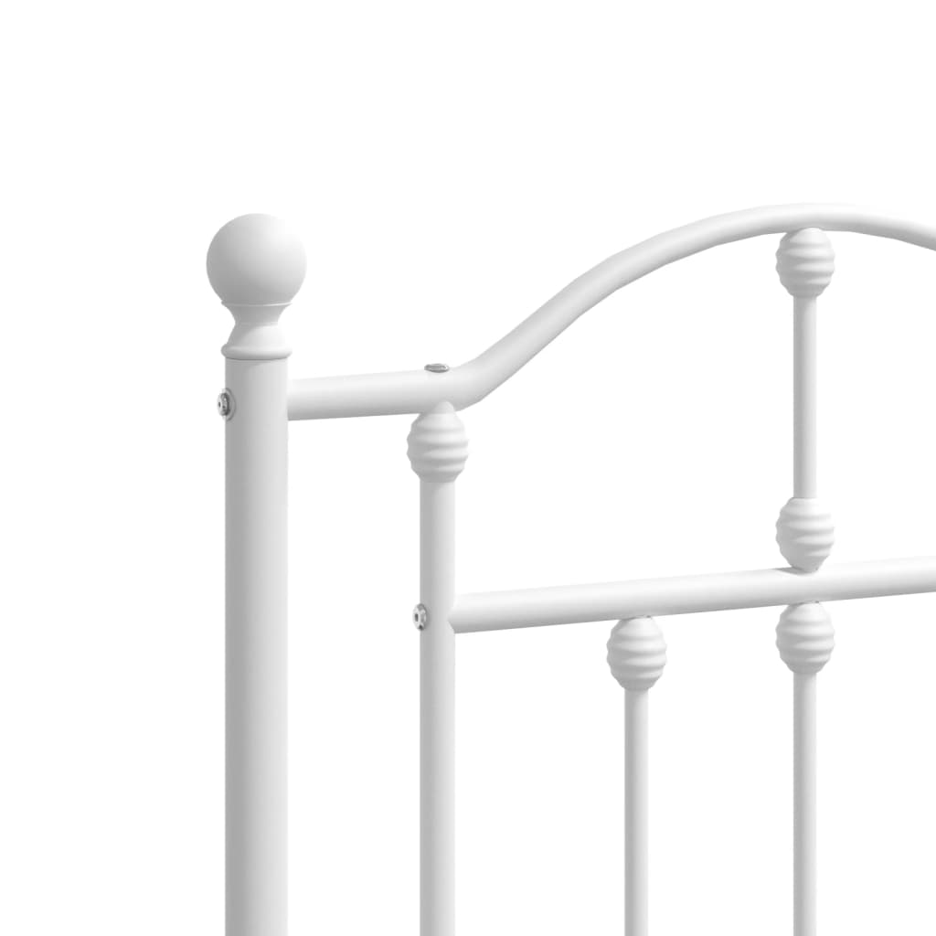 Metal Bed Frame without Mattress with Footboard White 140x200cm