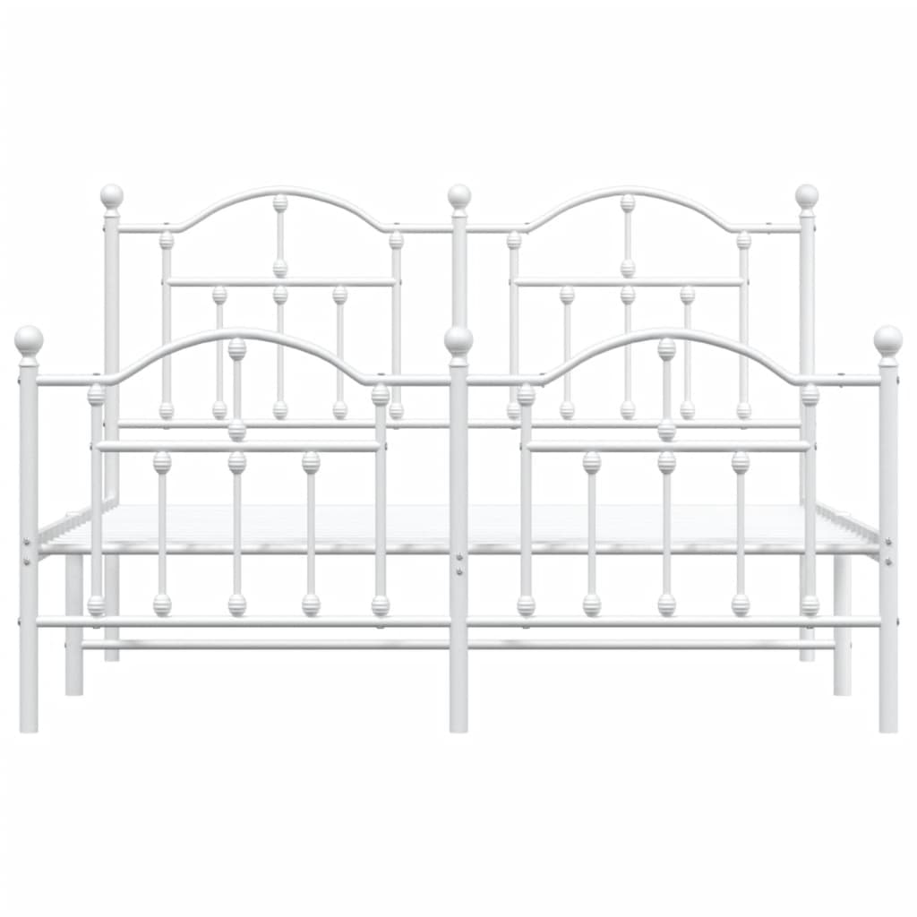 Metal Bed Frame without Mattress with Footboard White 150x200cm