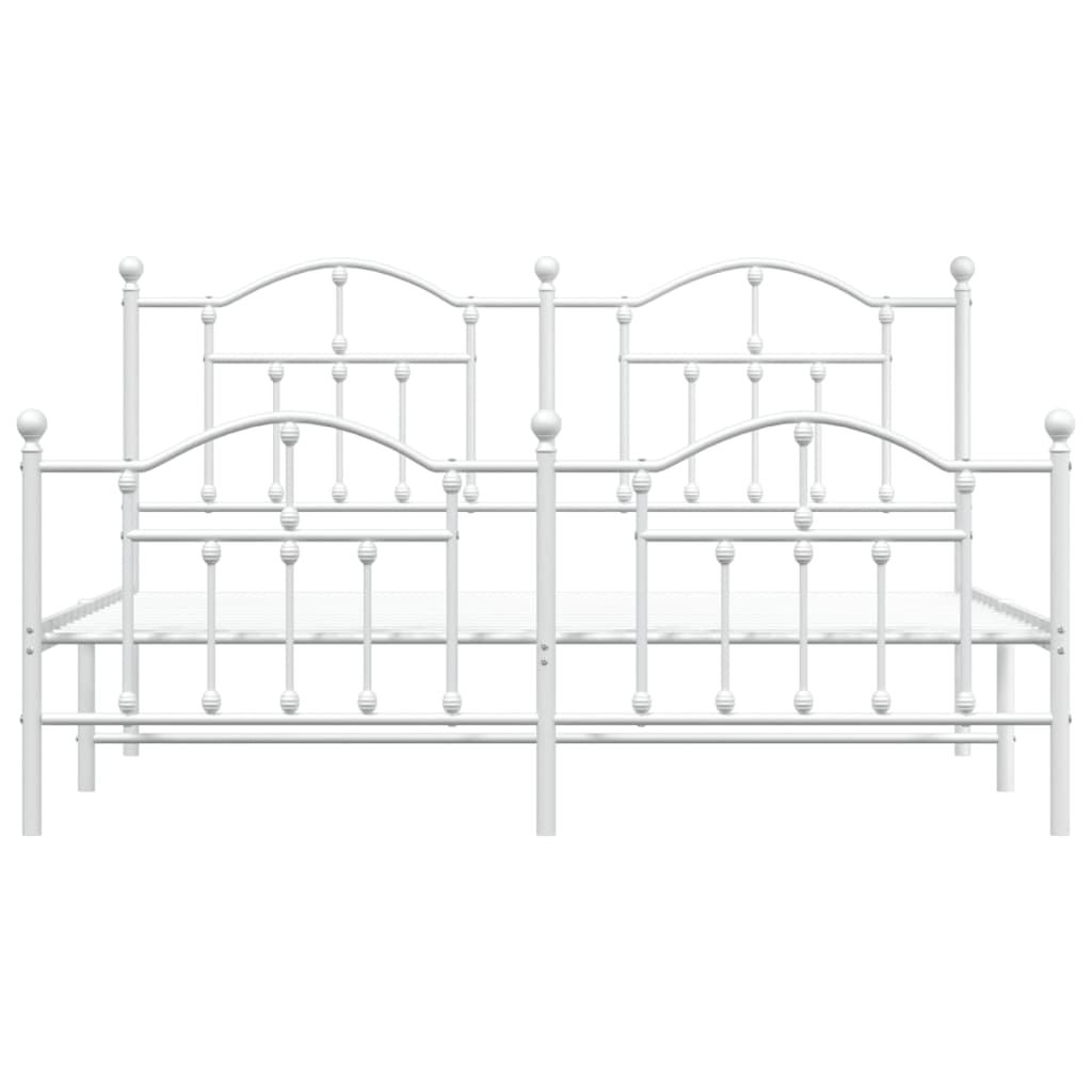 Metal Bed Frame without Mattress with Footboard White 183x213cm