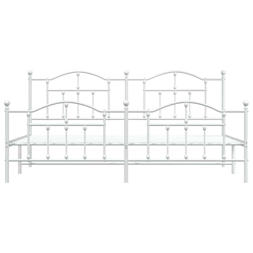 Metal Bed Frame without Mattress with Footboard White 193x203cm