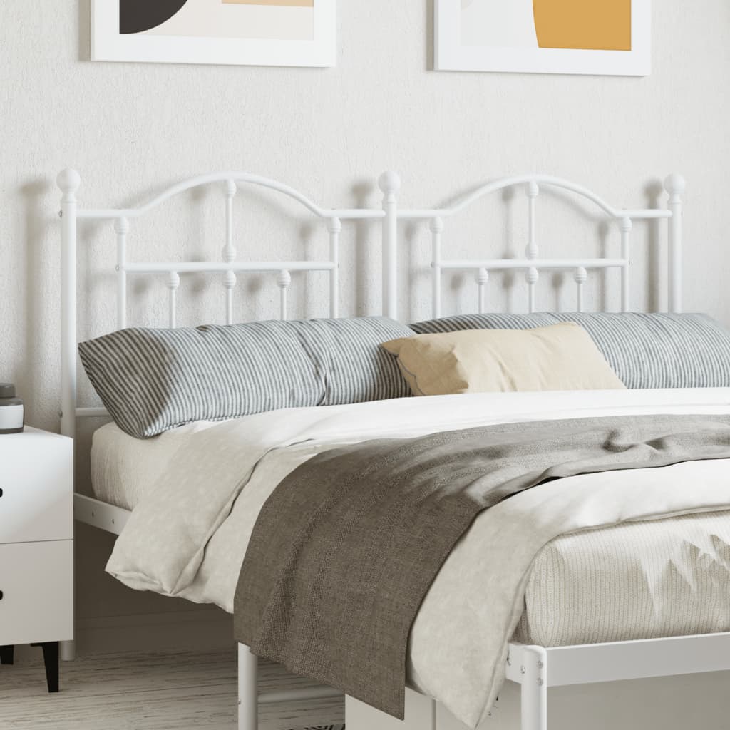 Metal Headboard White 135 cm