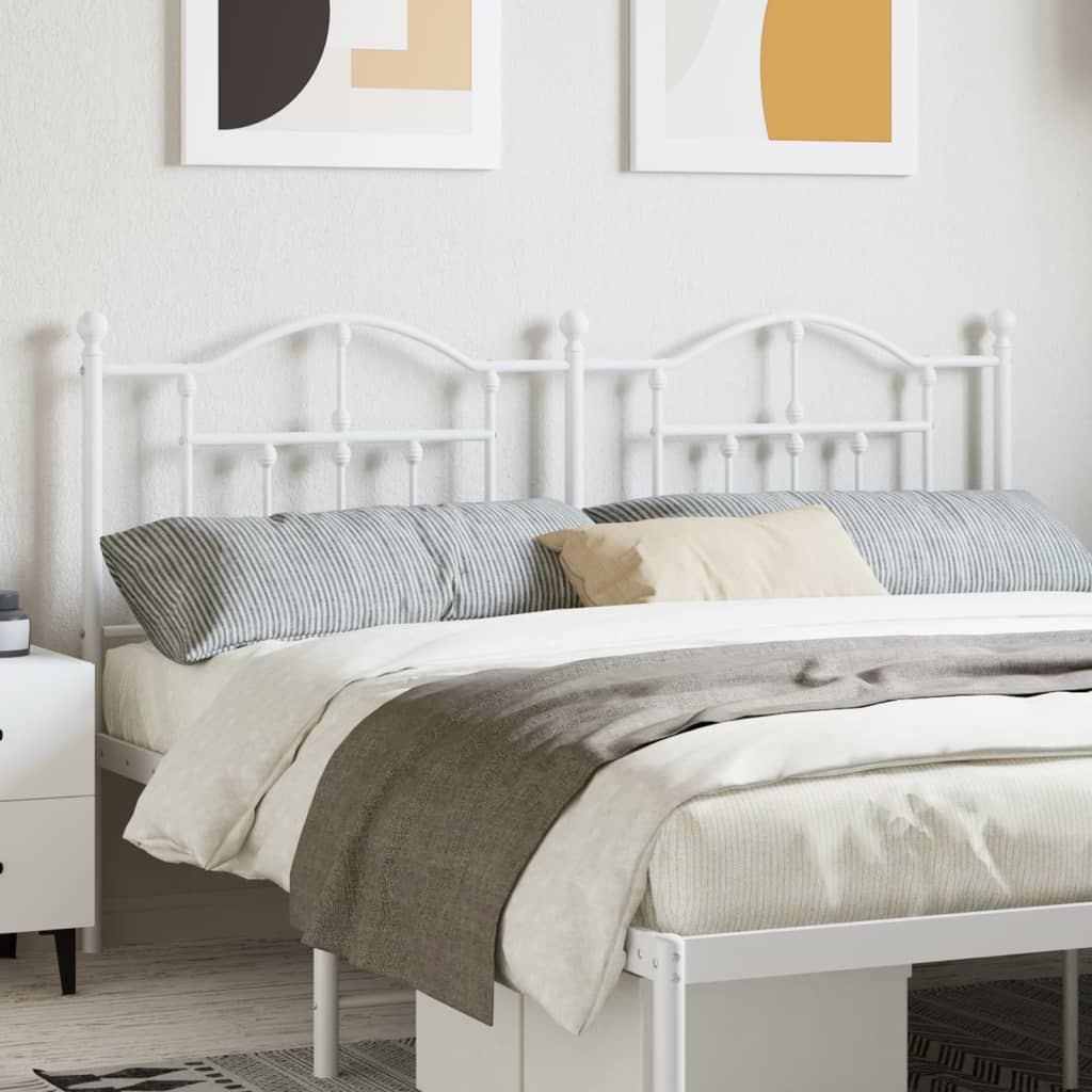 Metal Headboard White 160 cm