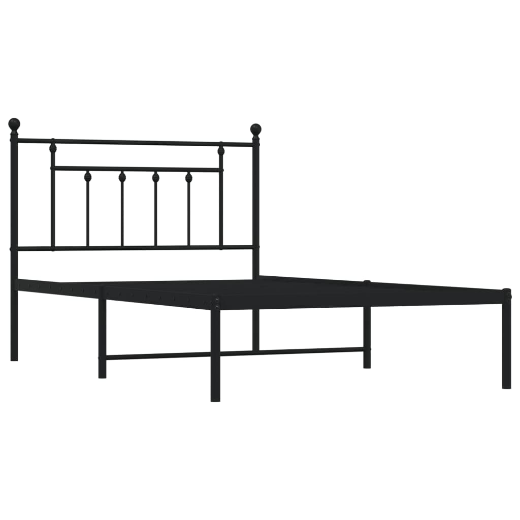 Metal Bed Frame without Mattress with Headboard Black 100x200cm