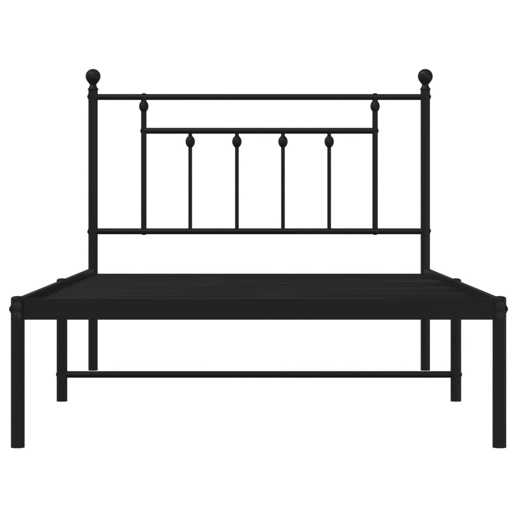 Metal Bed Frame without Mattress with Headboard Black 100x200cm