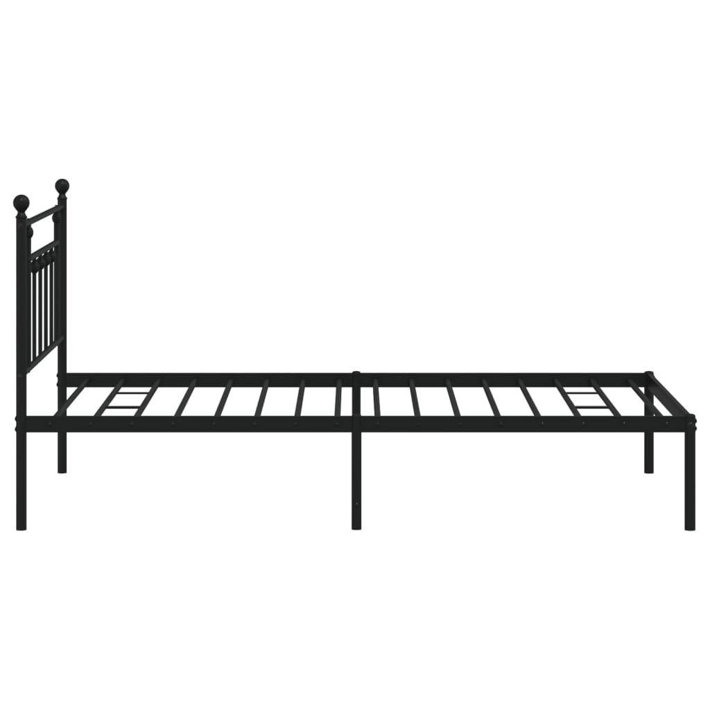 Metal Bed Frame without Mattress with Headboard Black 100x200cm