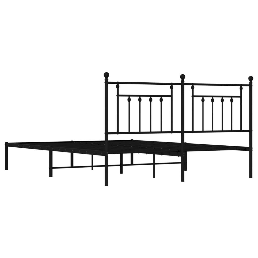 Metal Bed Frame without Mattress with Headboard Black 160x200cm
