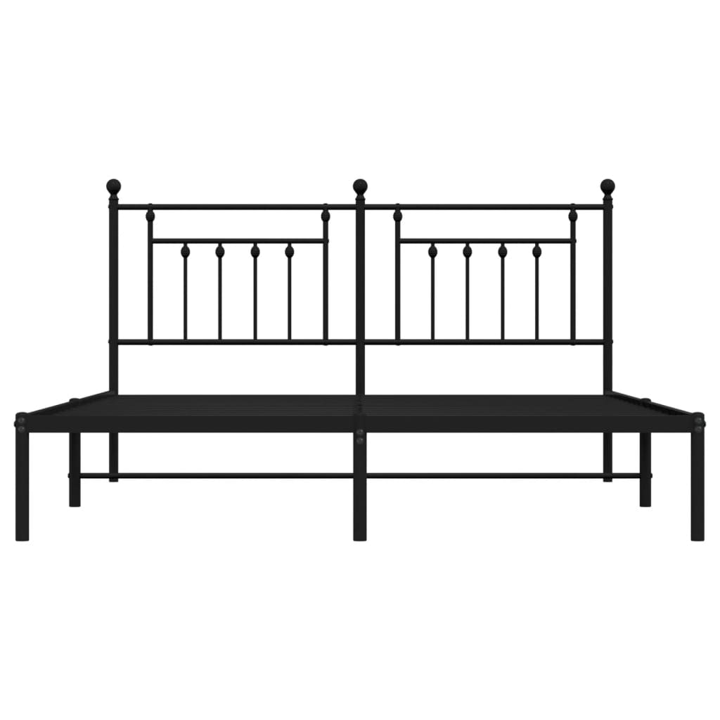 Metal Bed Frame without Mattress with Headboard Black 183x213cm