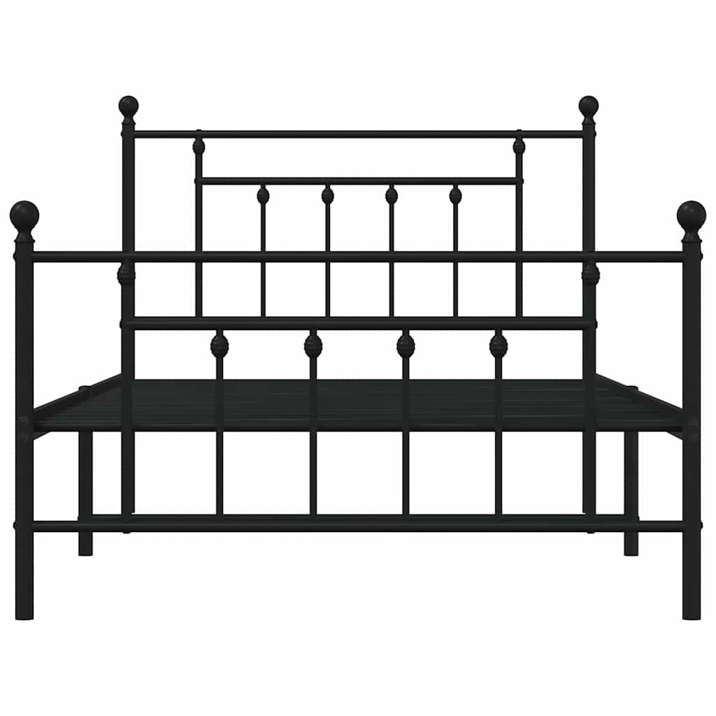 Metal Bed Frame without Mattress with Footboard Black 100x200cm