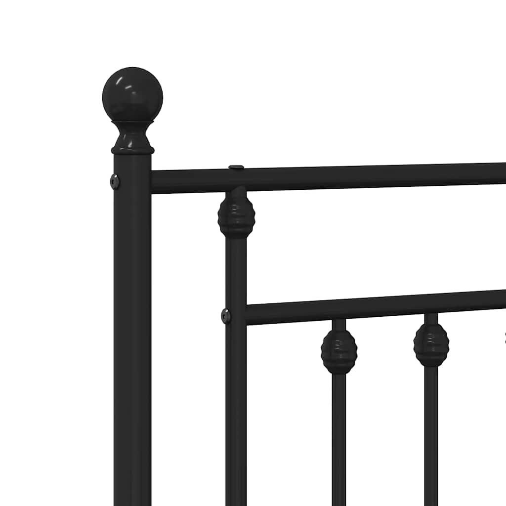 Metal Bed Frame without Mattress with Footboard Black 100x200cm