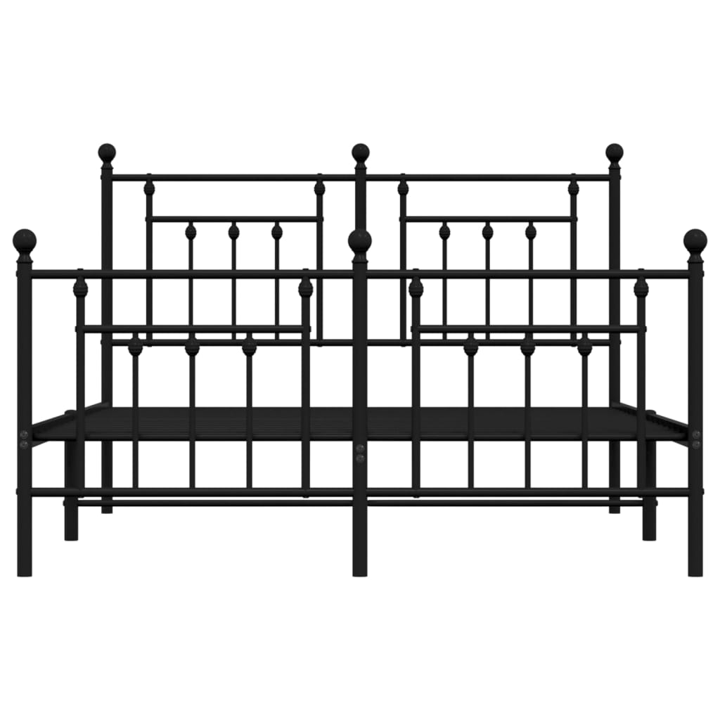 Metal Bed Frame without Mattress with Footboard Black 140x190cm