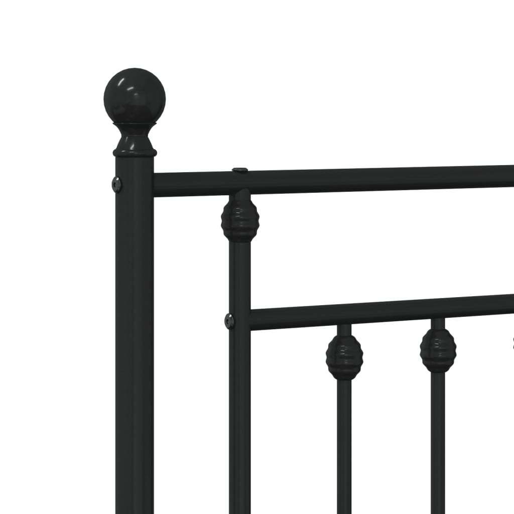 Metal Bed Frame without Mattress with Footboard Black 140x190cm