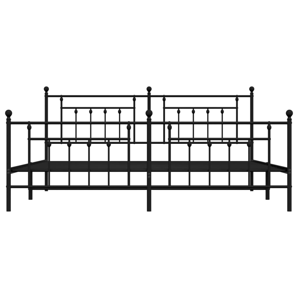 Metal Bed Frame without Mattress with Footboard Black 193x203cm