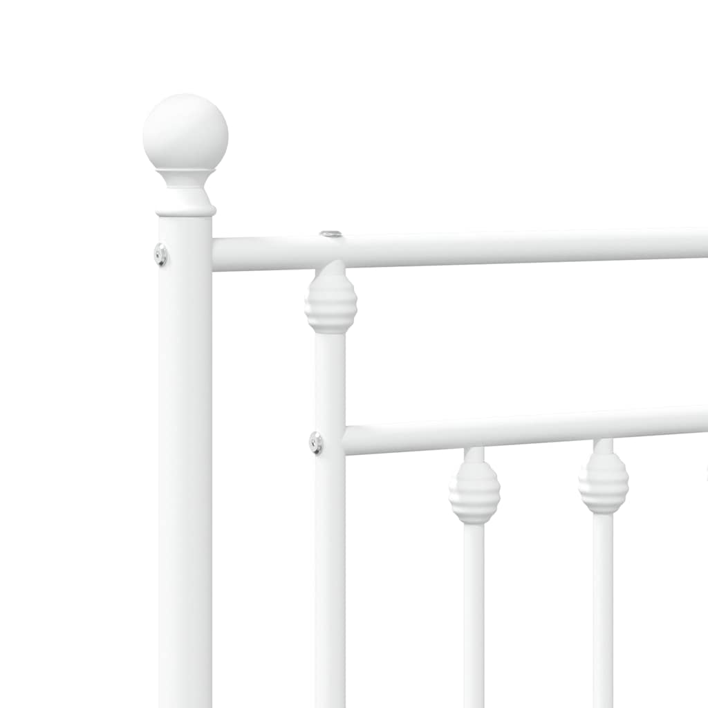 Metal Bed Frame without Mattress with Headboard White 100x190cm
