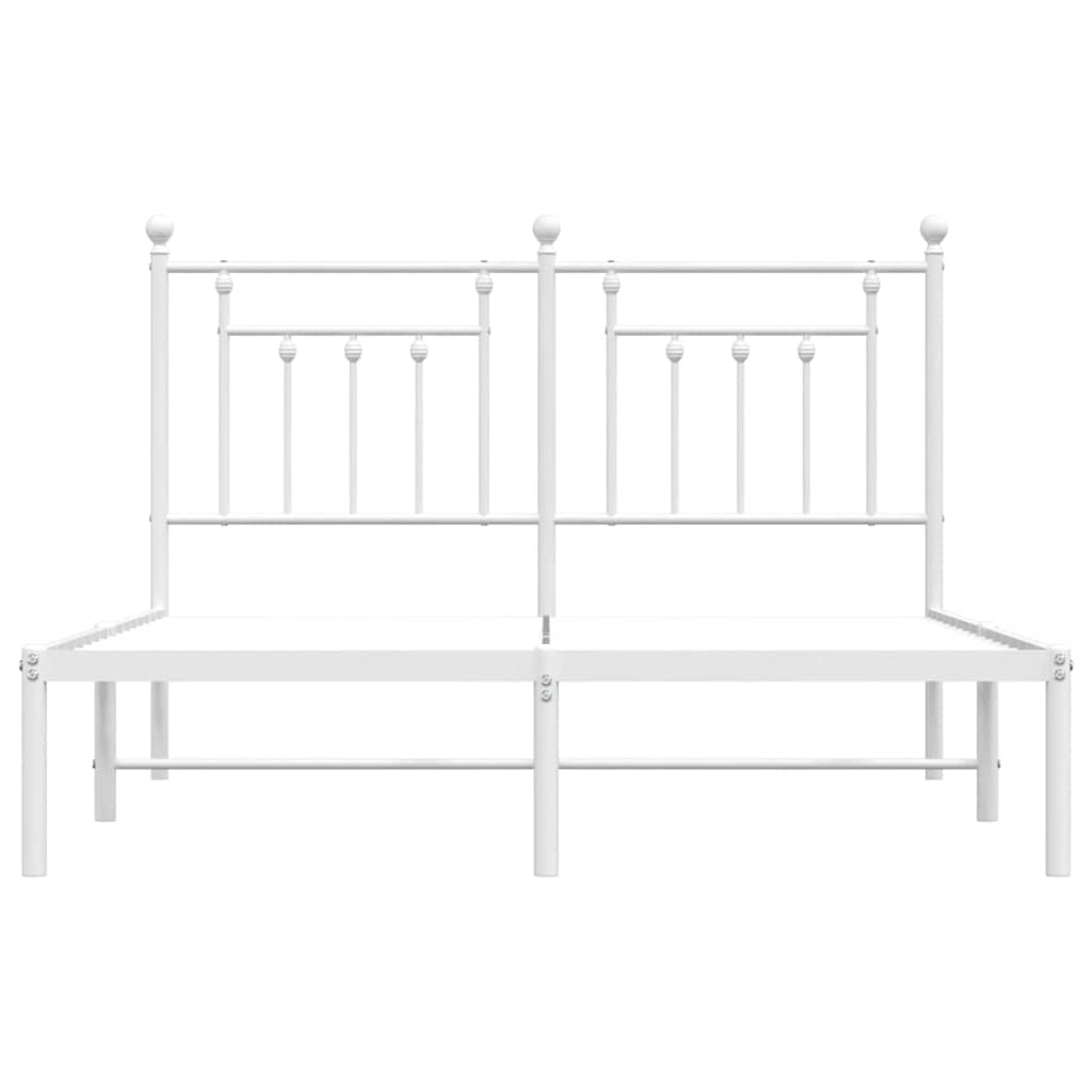 Metal Bed Frame without Mattress with Headboard White 150x200cm