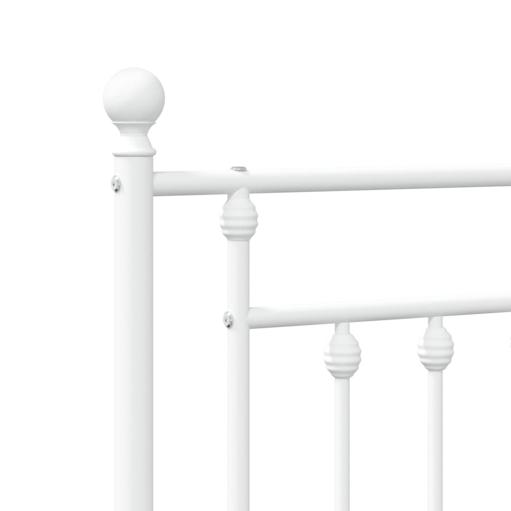 Metal Bed Frame without Mattress with Headboard White 200x200cm