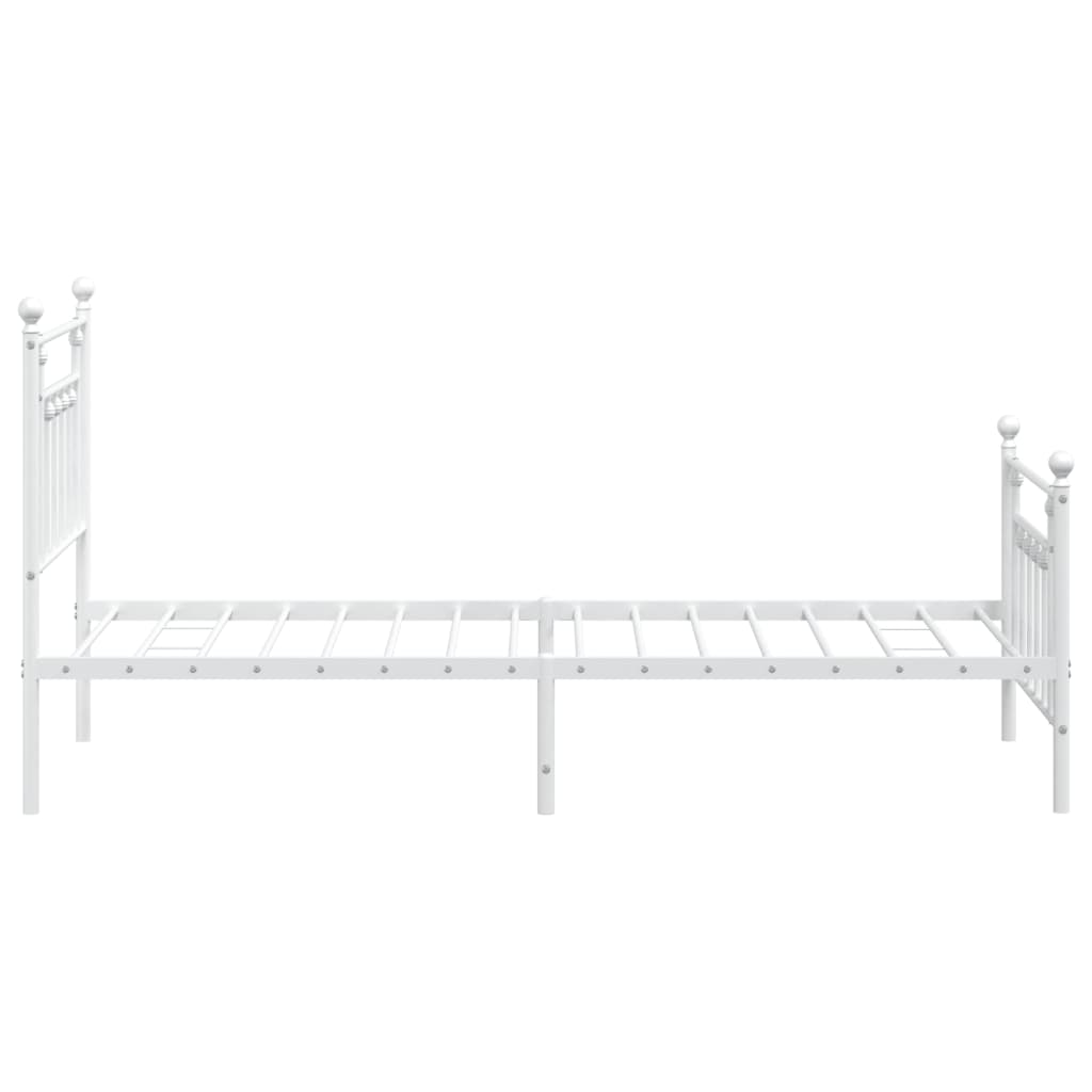 Metal Bed Frame without Mattress with Footboard White 90x200cm