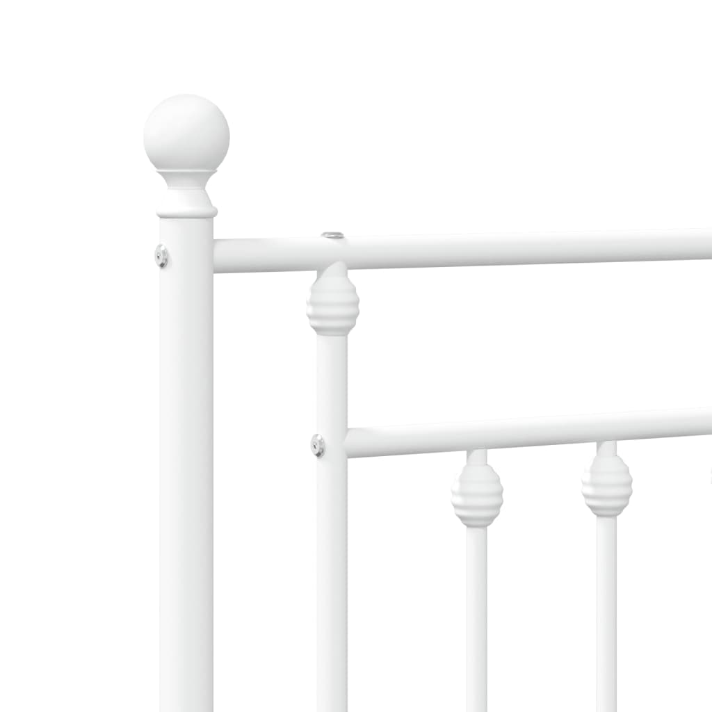 Metal Bed Frame without Mattress with Footboard White 90x200cm