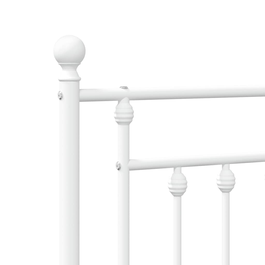Metal Bed Frame without Mattress with Footboard White 183x213cm