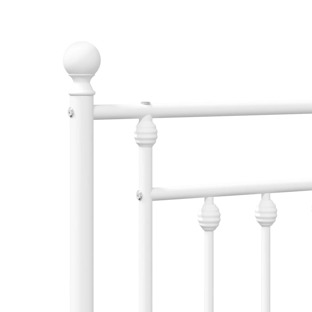 Metal Bed Frame without Mattress with Footboard White 193x203cm