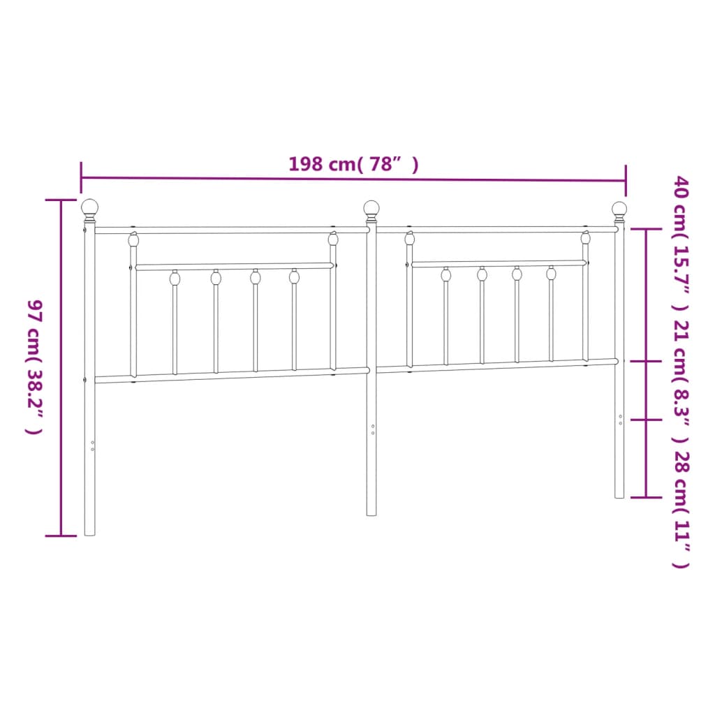 Metal Headboard White 193 cm