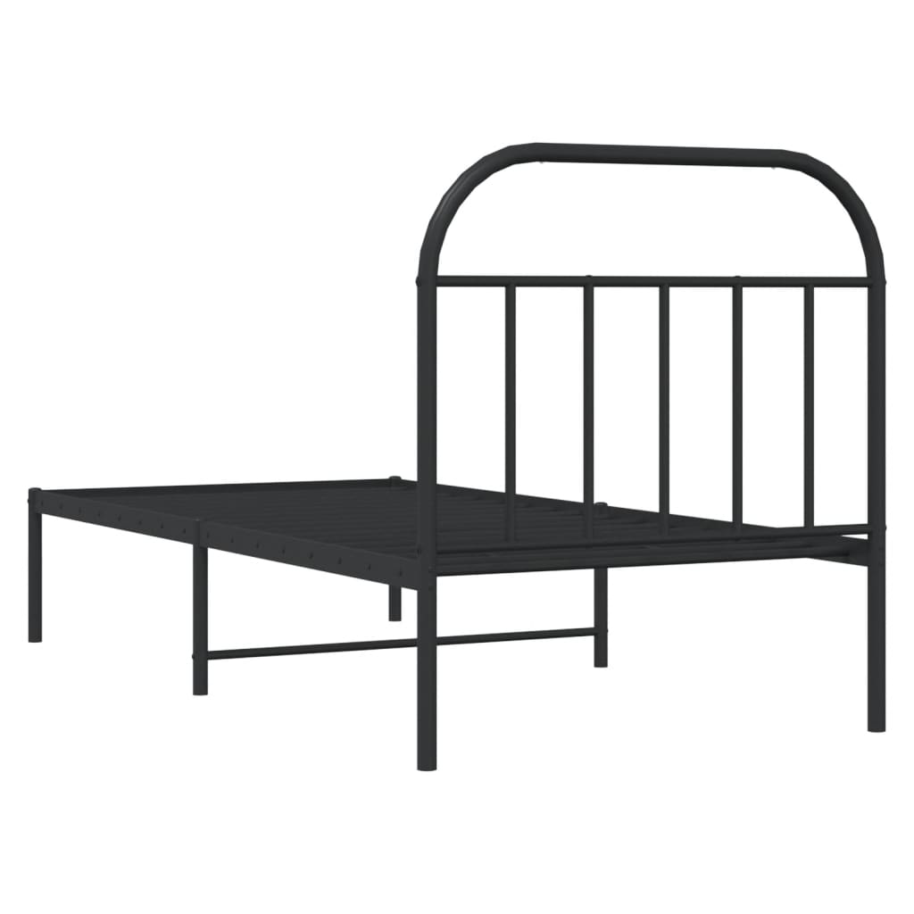 Metal Bed Frame without Mattress with Headboard Black 90x200cm