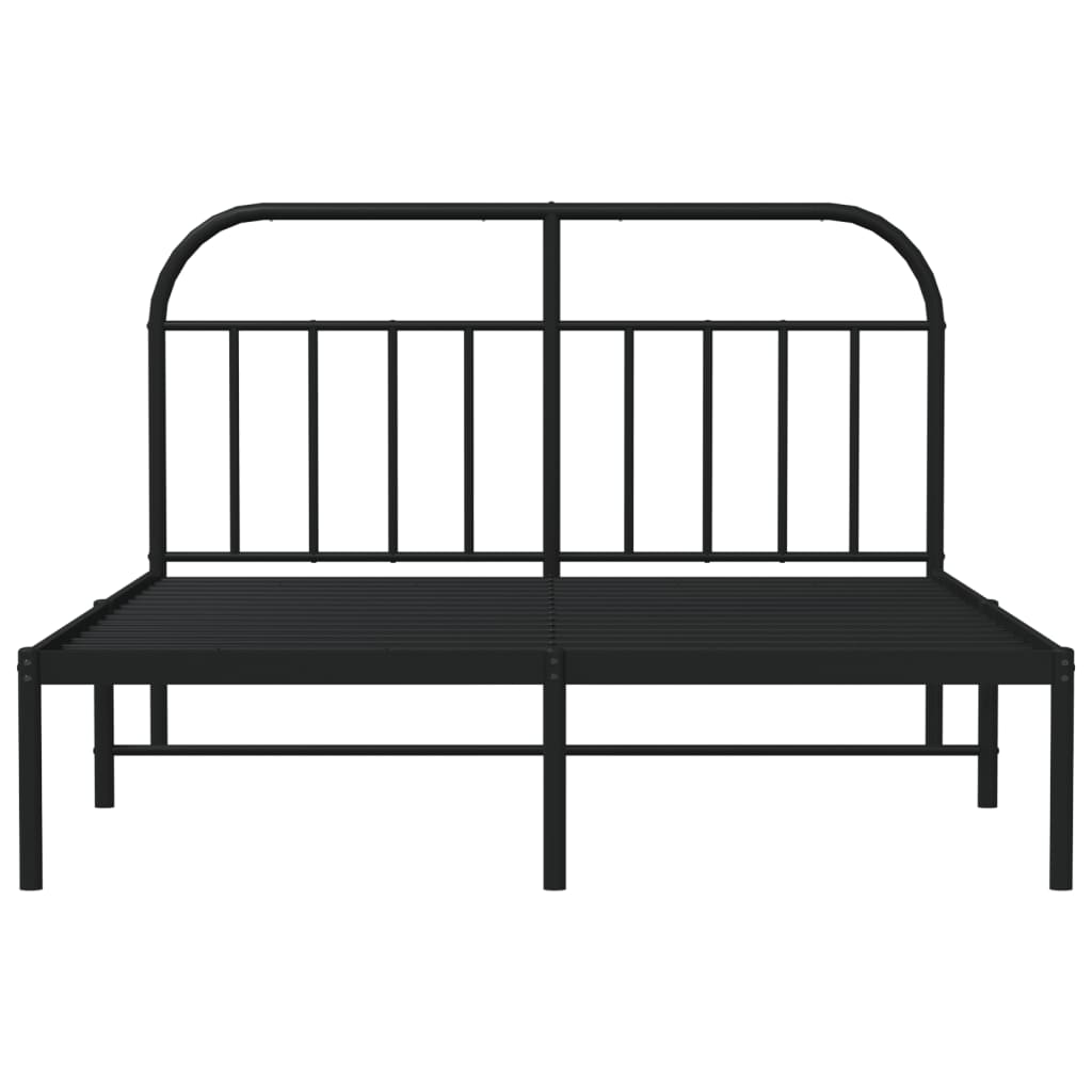 Metal Bed Frame without Mattress with Headboard Black 135x190cm