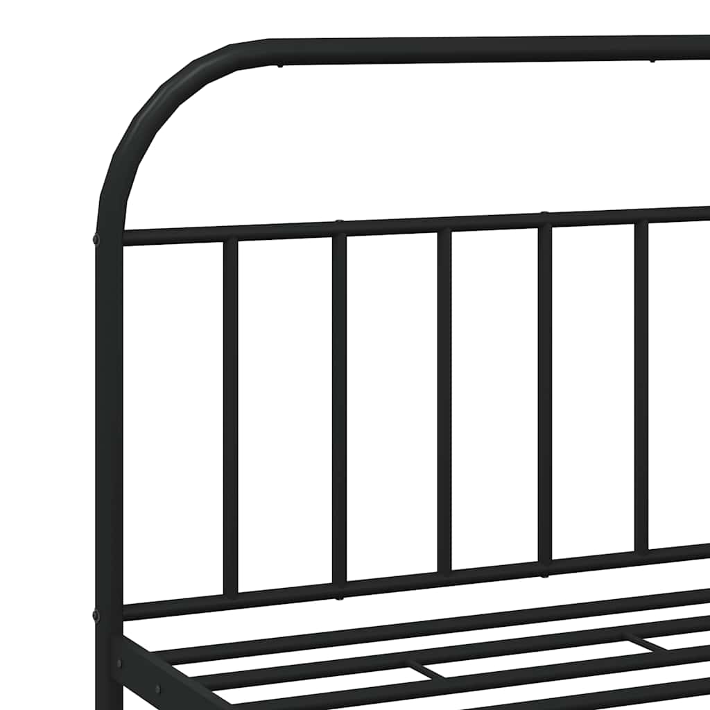 Metal Bed Frame without Mattress with Headboard Black 180x200cm