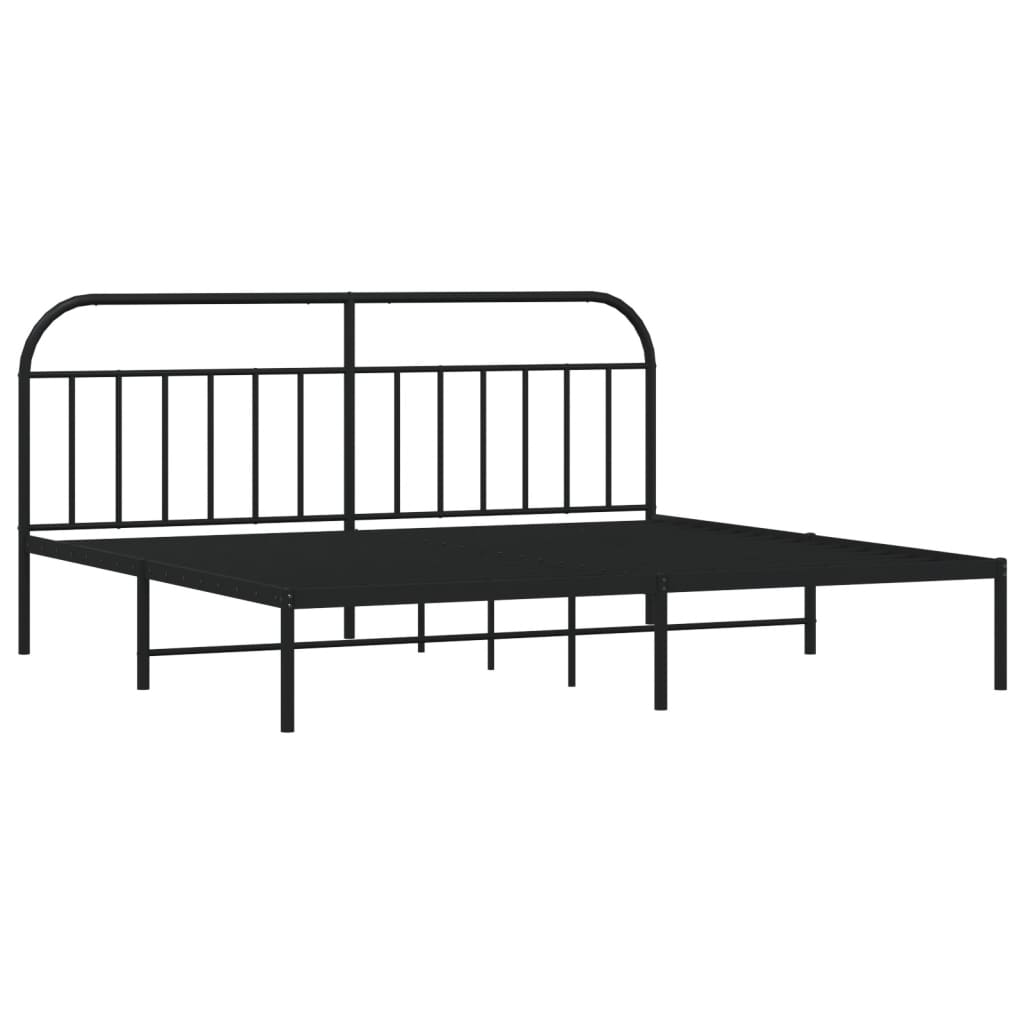 Metal Bed Frame without Mattress with Headboard Black 193x203cm