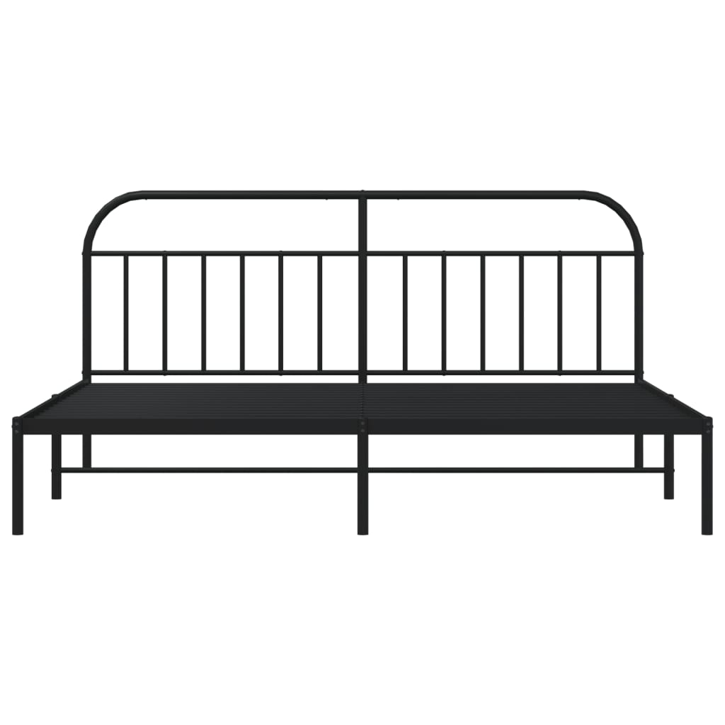 Metal Bed Frame without Mattress with Headboard Black 193x203cm