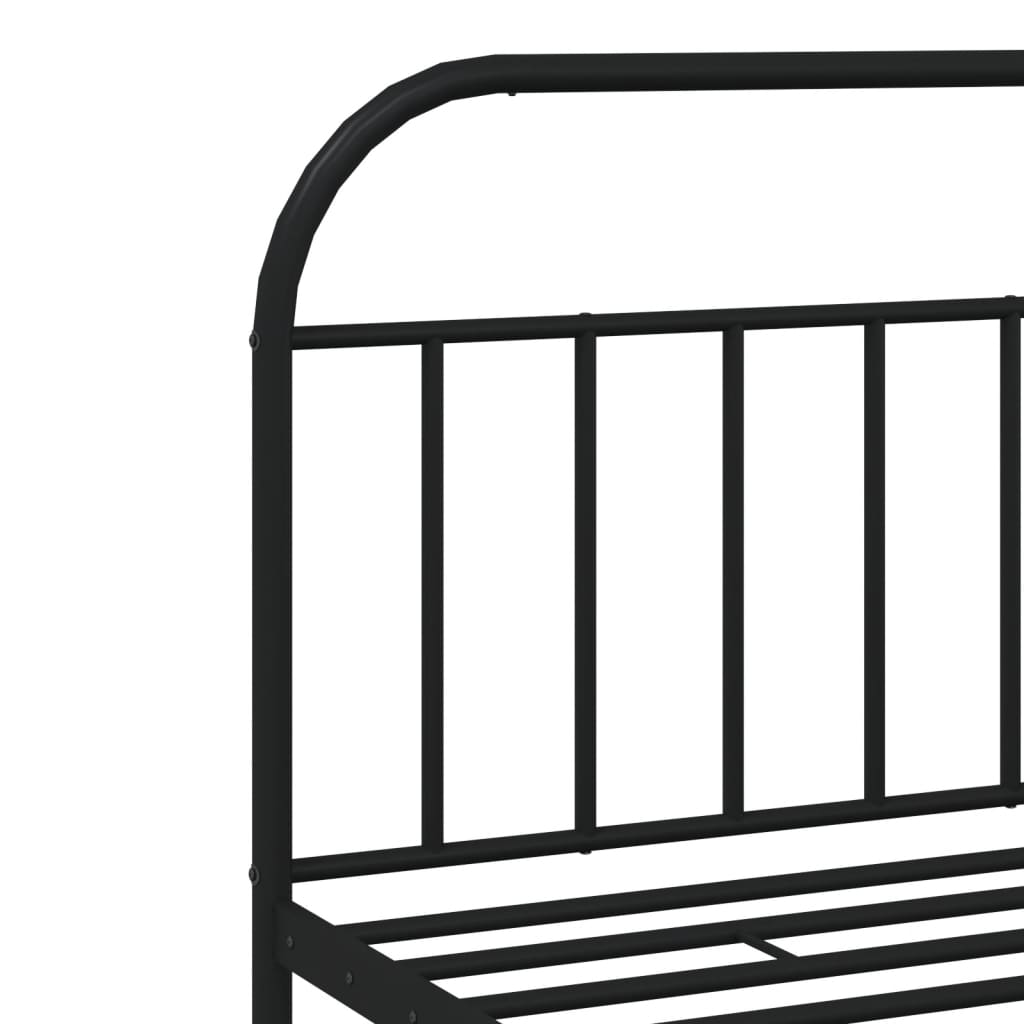 Metal Bed Frame without Mattress with Headboard Black 193x203cm