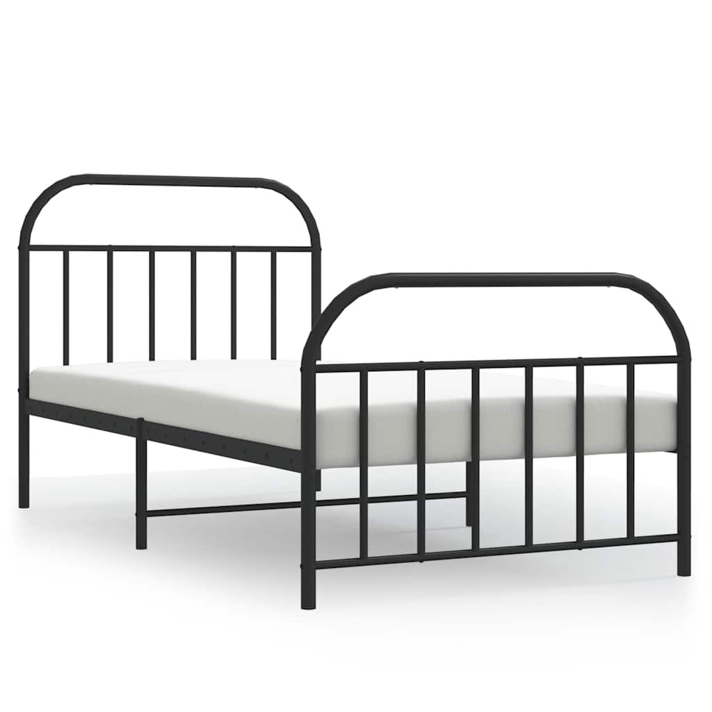 Metal Bed Frame without Mattress with Footboard Black 100x200cm