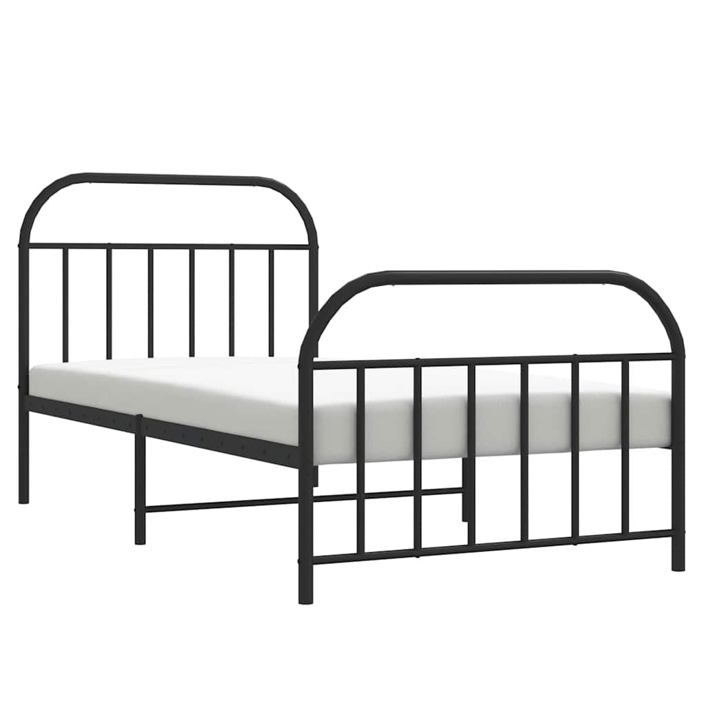 Metal Bed Frame without Mattress with Footboard Black 100x200cm