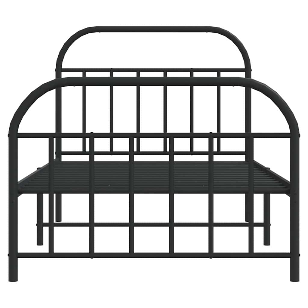 Metal Bed Frame without Mattress with Footboard Black 100x200cm