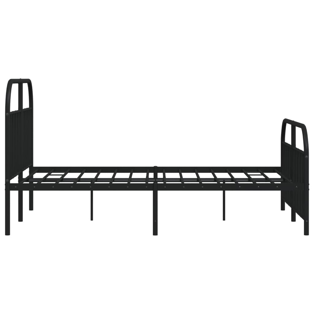 Metal Bed Frame without Mattress with Footboard Black 150x200cm