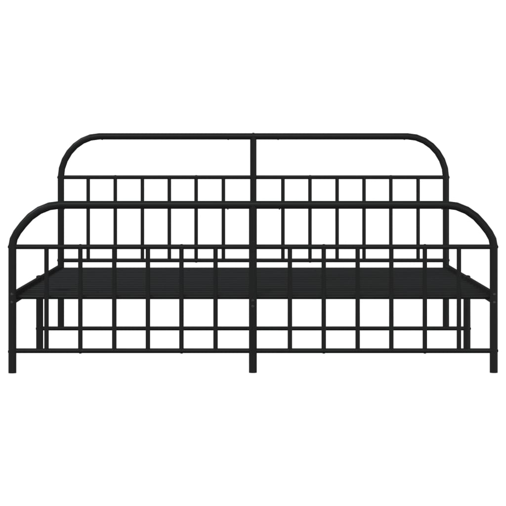 Metal Bed Frame without Mattress with Footboard Black 200x200cm
