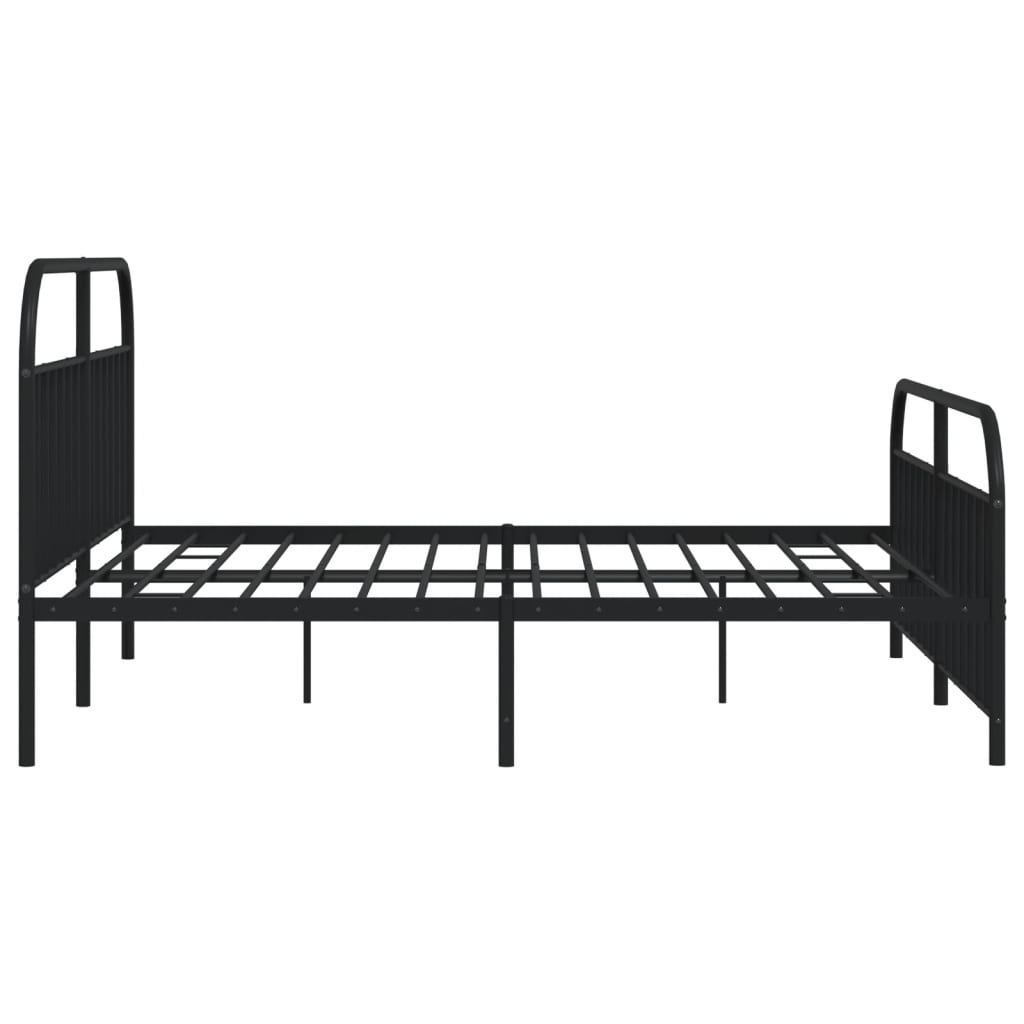 Metal Bed Frame without Mattress with Footboard Black 200x200cm