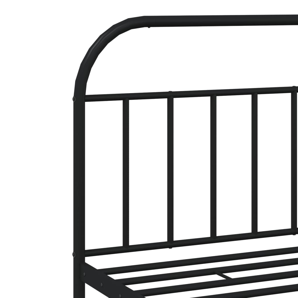 Metal Bed Frame without Mattress with Footboard Black 200x200cm
