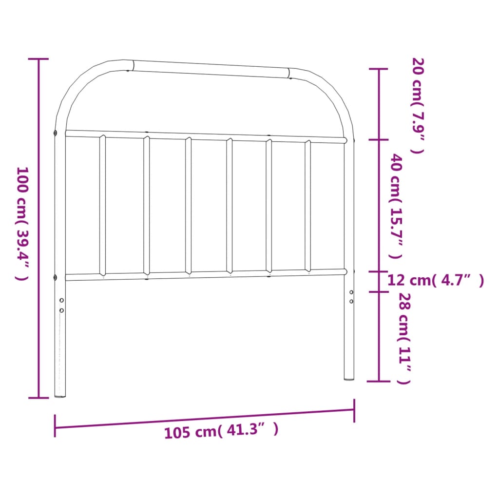 Metal Headboard Black 100 cm