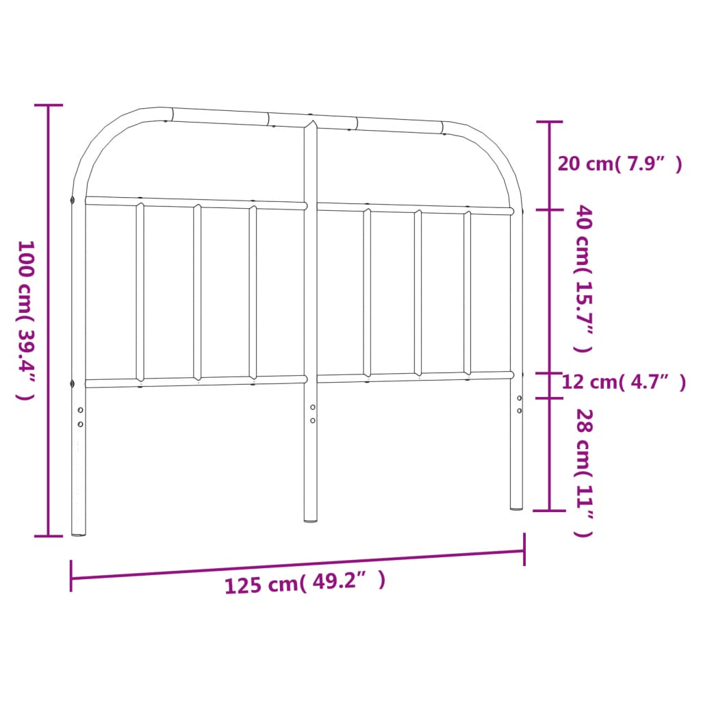 Metal Headboard Black 120 cm